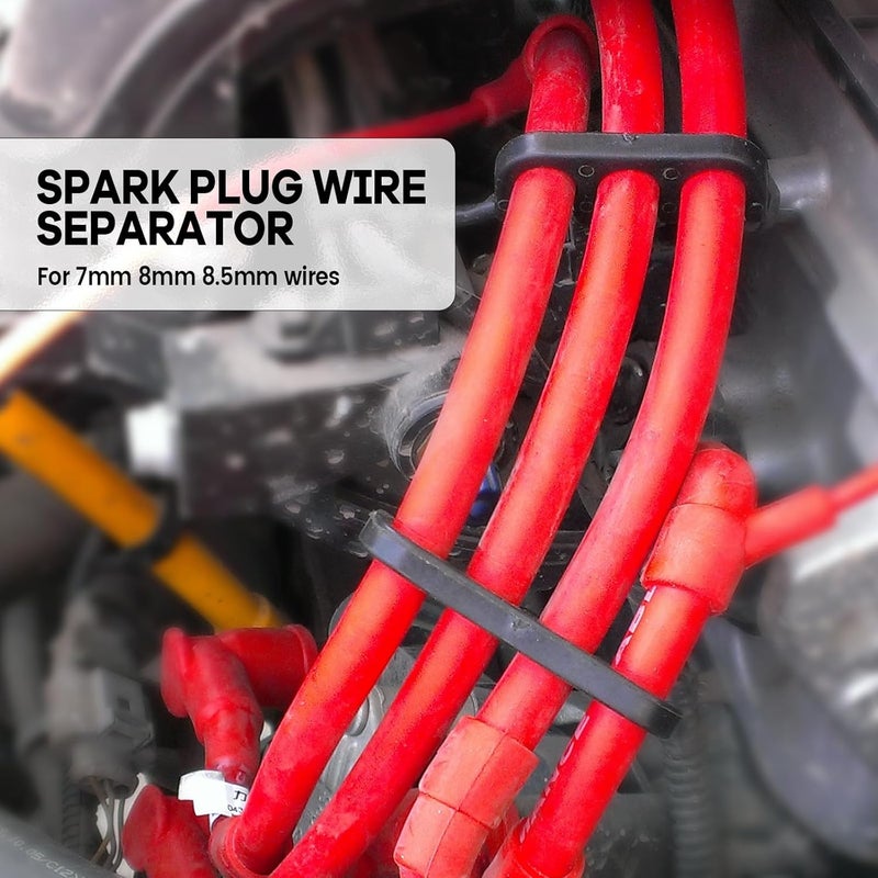 Linsdala 12PCS Spark Plug Wire Separator, Ignition Spark Plug Wire Holders for 7mm 8mm 8.5mm 8.8mm Wires, Black Engine Wire Loom (Black) - Image 3
